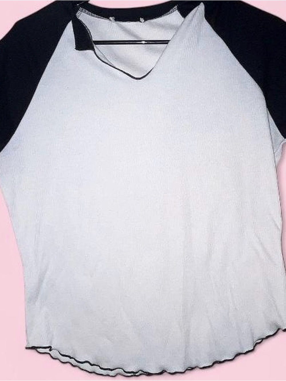 Black and White Raglan Long Sleeve Top